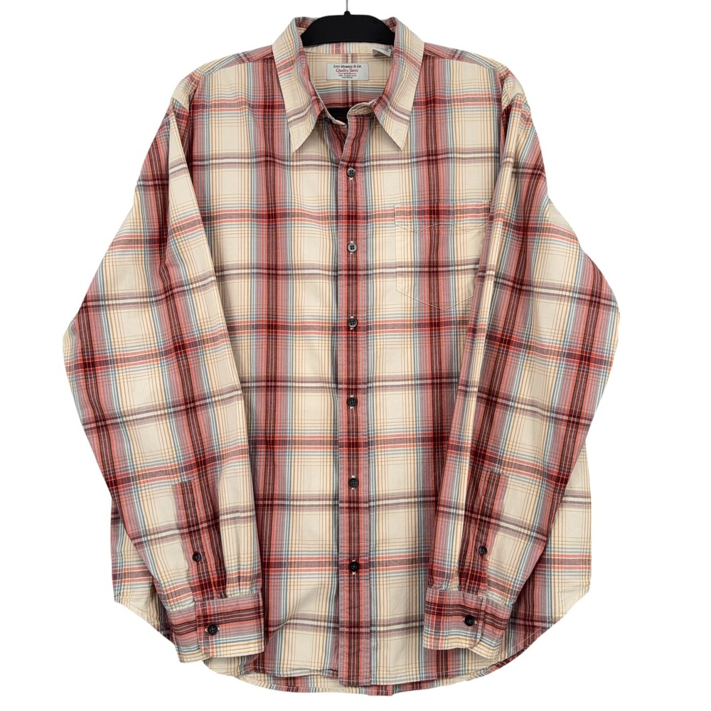 Levi's Quality Shirts Men‎ XL 100% Cotton Plaid Multicolor Button Up Shirt